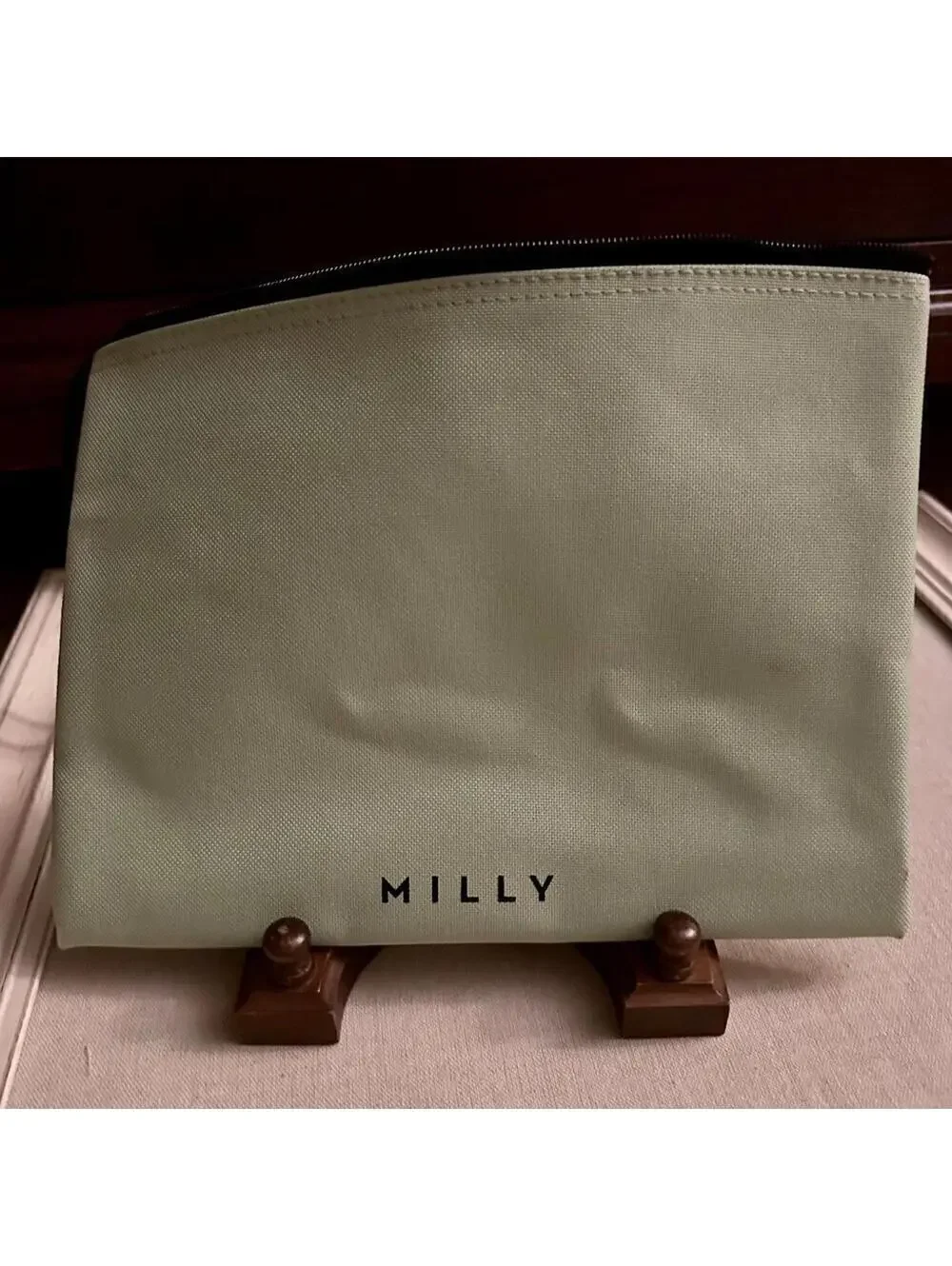 Milly light green canvas beach clutch bag travel ouch NWOT